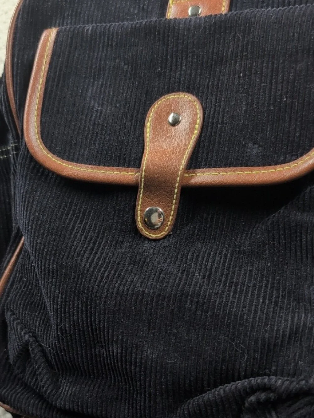 Nautica Blue Corduroy Weekend Laptop Bag with Brown Trim